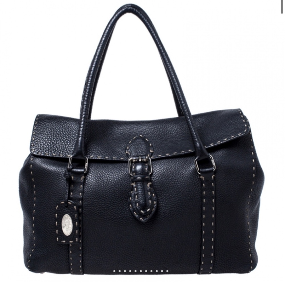 Fendi linda bag. MINT condition. Classic Black Leather Top-Handle Satchel